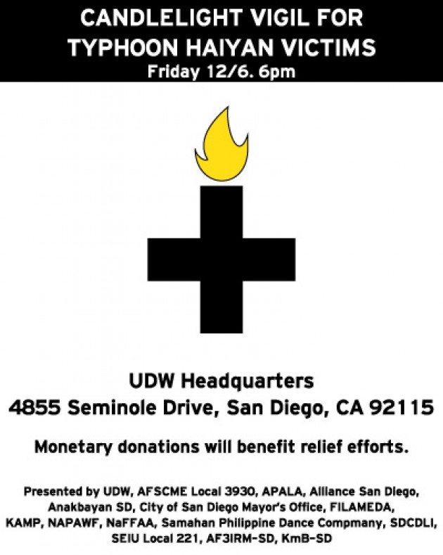 Flyer created by Erwin Mendoza with the Kuya Ate Mentorship Program for candlelight vigil in San Diego, CA